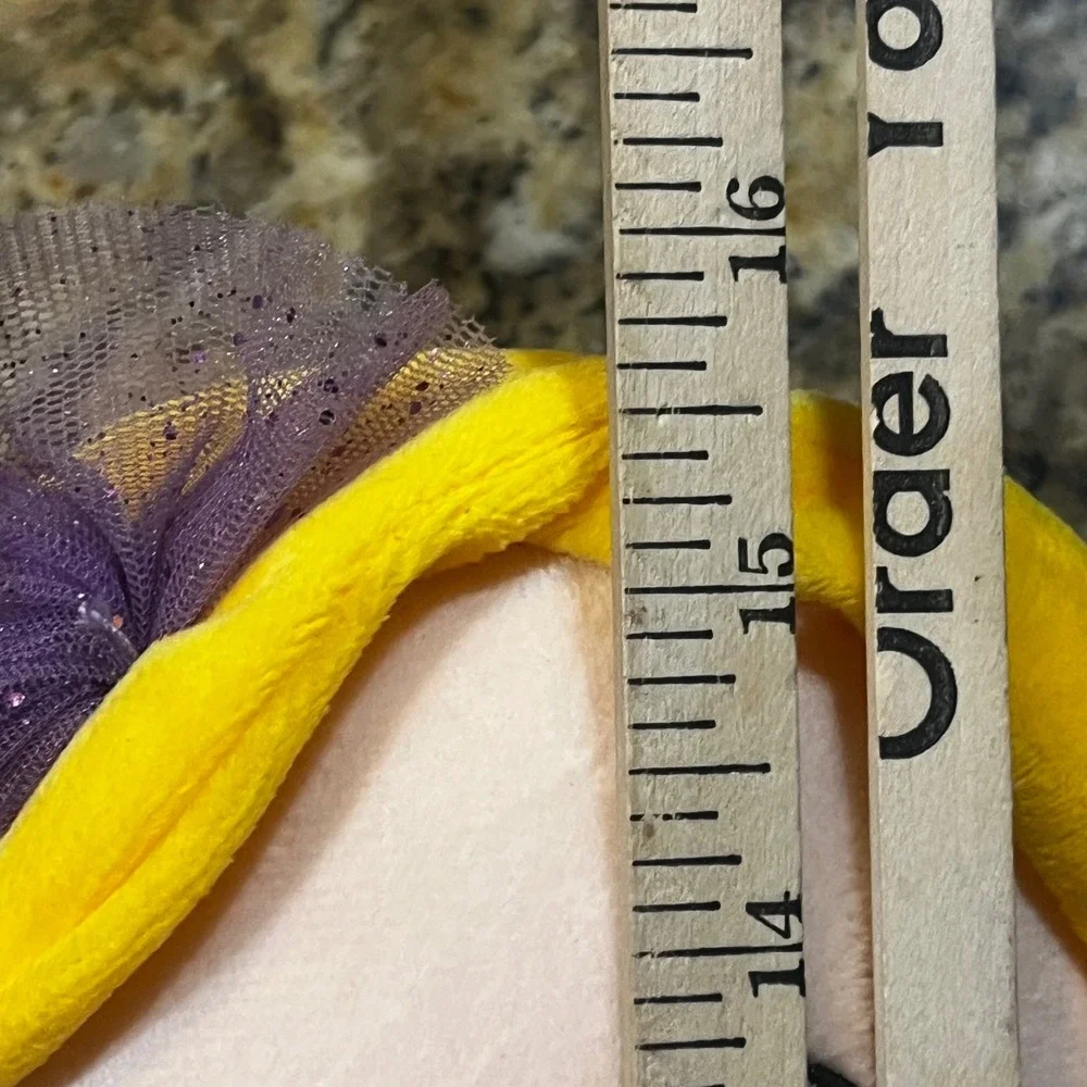Walgreen Co Plush Ballerina Doll Yellow Ringlet Hair Purple Tutu Silver Slippers